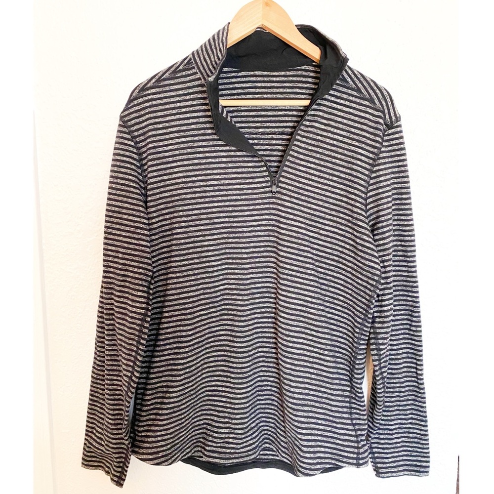Lululemon Black & Gray Striped Zip Pullover Jacket